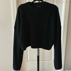 White fox slouchy black sweater